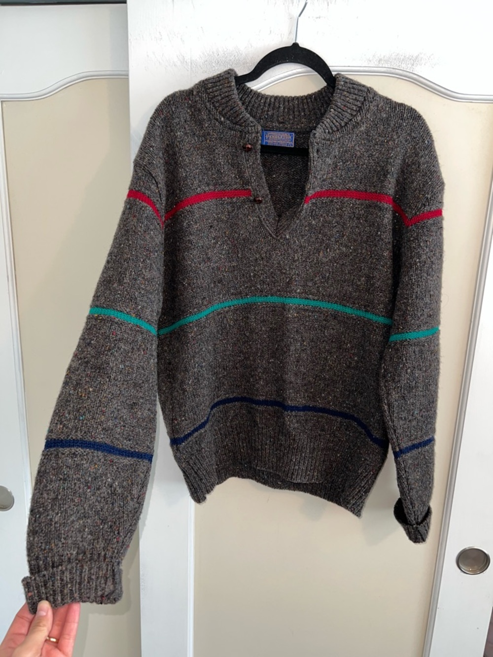 Vintage Pendleton Made in USA 100% Virgin Wool Speckled 1/4 Button Sweater